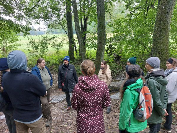 Eine Menschengruppe erlebt den Wald